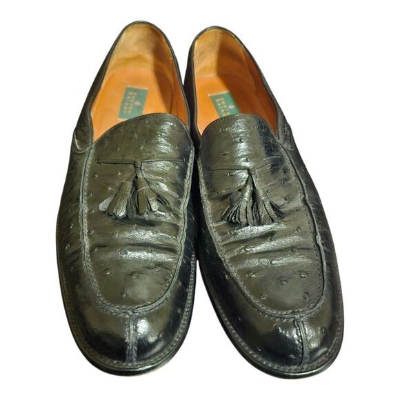 FOSTER RAINEY Men's Black Genuine Ostrich Tassel Loafers - Size 13 - Picture 2 of 9